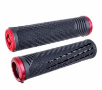 Gripy MTB ODI CF, v2.1 Lock-On, MTB, Closed End, Pearl Black / Red